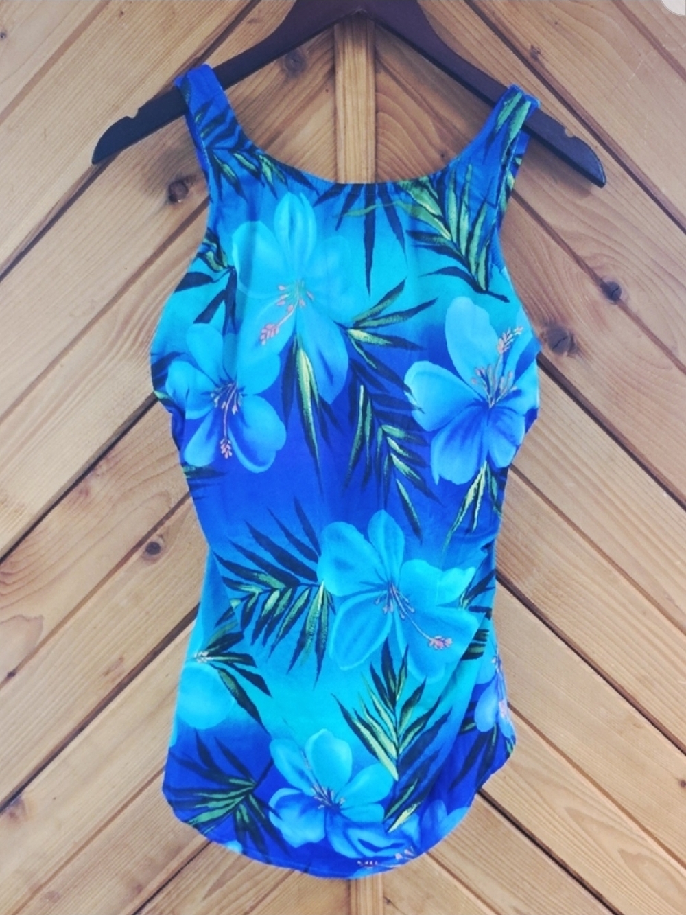 White Stag Turquoise & Aqua Floral One-Piece Swimsuit
